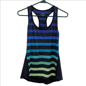 Athleta Black Chi Tank Bold Blue And Green Stripes